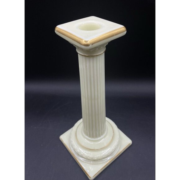 Cambridge Glass 9.5" Doric Column Candlestick Ivory Uranium Glows No. 65 Single - Picture 6 of 16